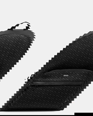 BOSS rucsac culoarea negru, mare, cu imprimeu, 50552571