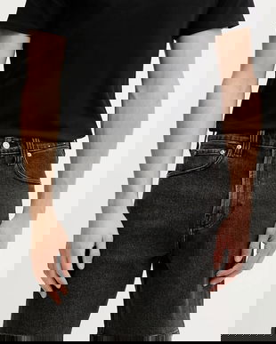 Hollister Co. pantaloni scurți jeans culoarea negru, KI328-5115