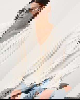 Medicine bluza culoarea bej, neted