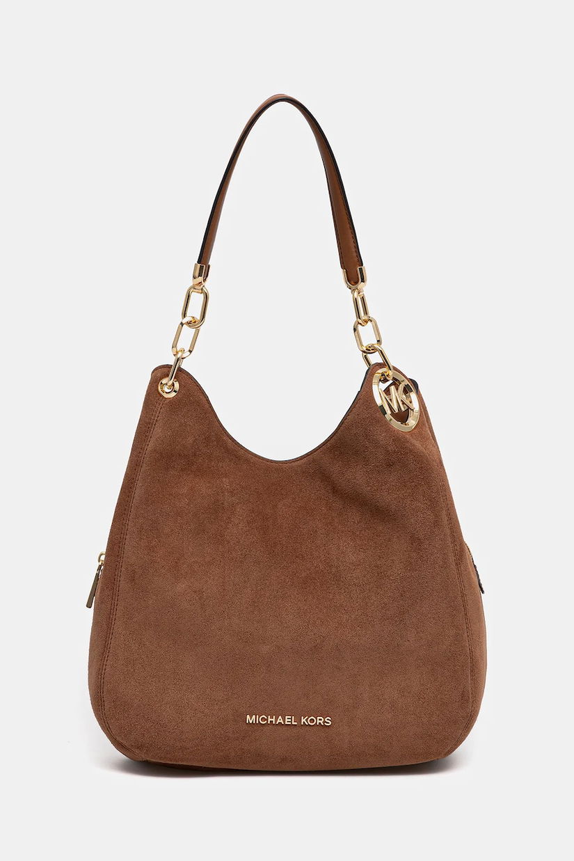MICHAEL Michael Kors geantă de mână din piele întoarsă LILLIE culoarea maro, 30F3G0LE3S