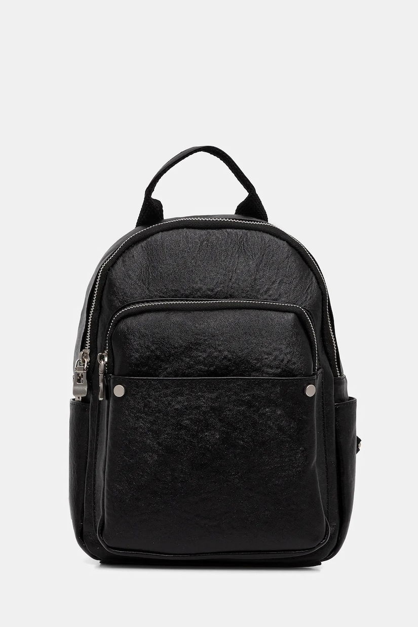 Answear.LAB ghiozdan de piele culoarea negru, mic, neted