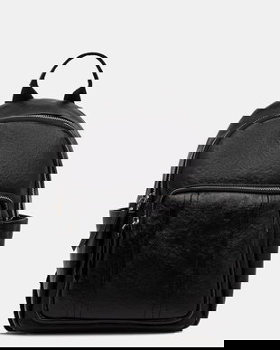 Answear.LAB ghiozdan de piele culoarea negru, mic, neted