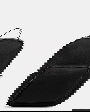 Answear.LAB ghiozdan de piele culoarea negru, mic, neted