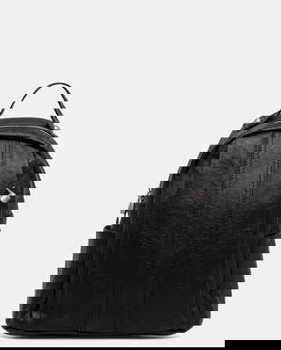 Answear.LAB ghiozdan de piele culoarea negru, mic, neted