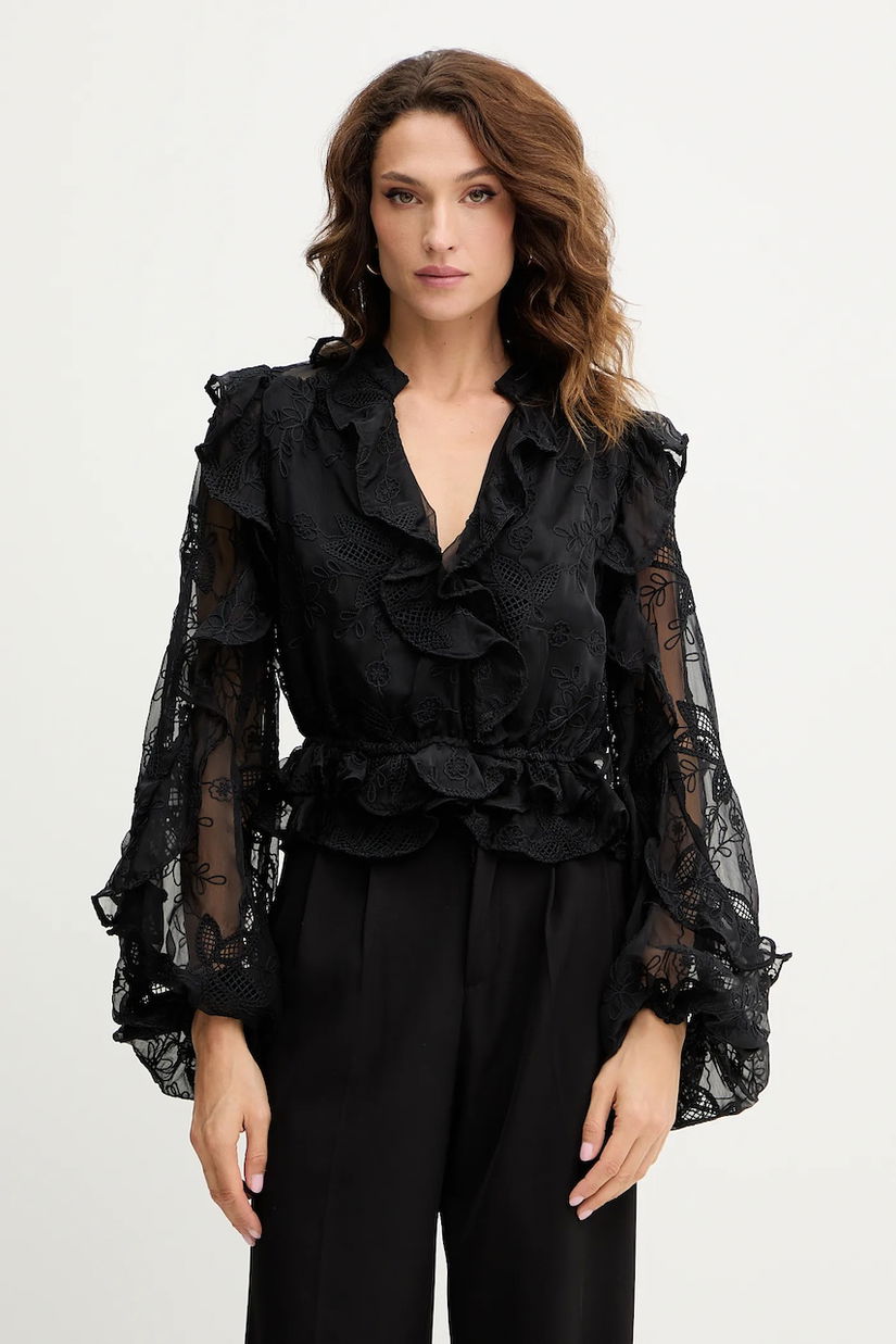 Bardot bluză culoarea alb, cu imprimeu, 59896TB2