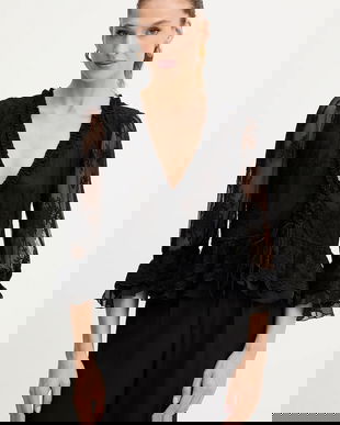 Bardot cămașă culoarea negru, regular, 60028TB1