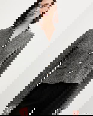 Joop! sacou din lână culoarea gri, un singur rând de nasturi, uni, 30047792