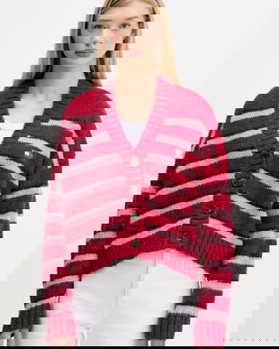 Tommy Jeans cardigan din amestec de lână culoarea roz, DW0DW21678