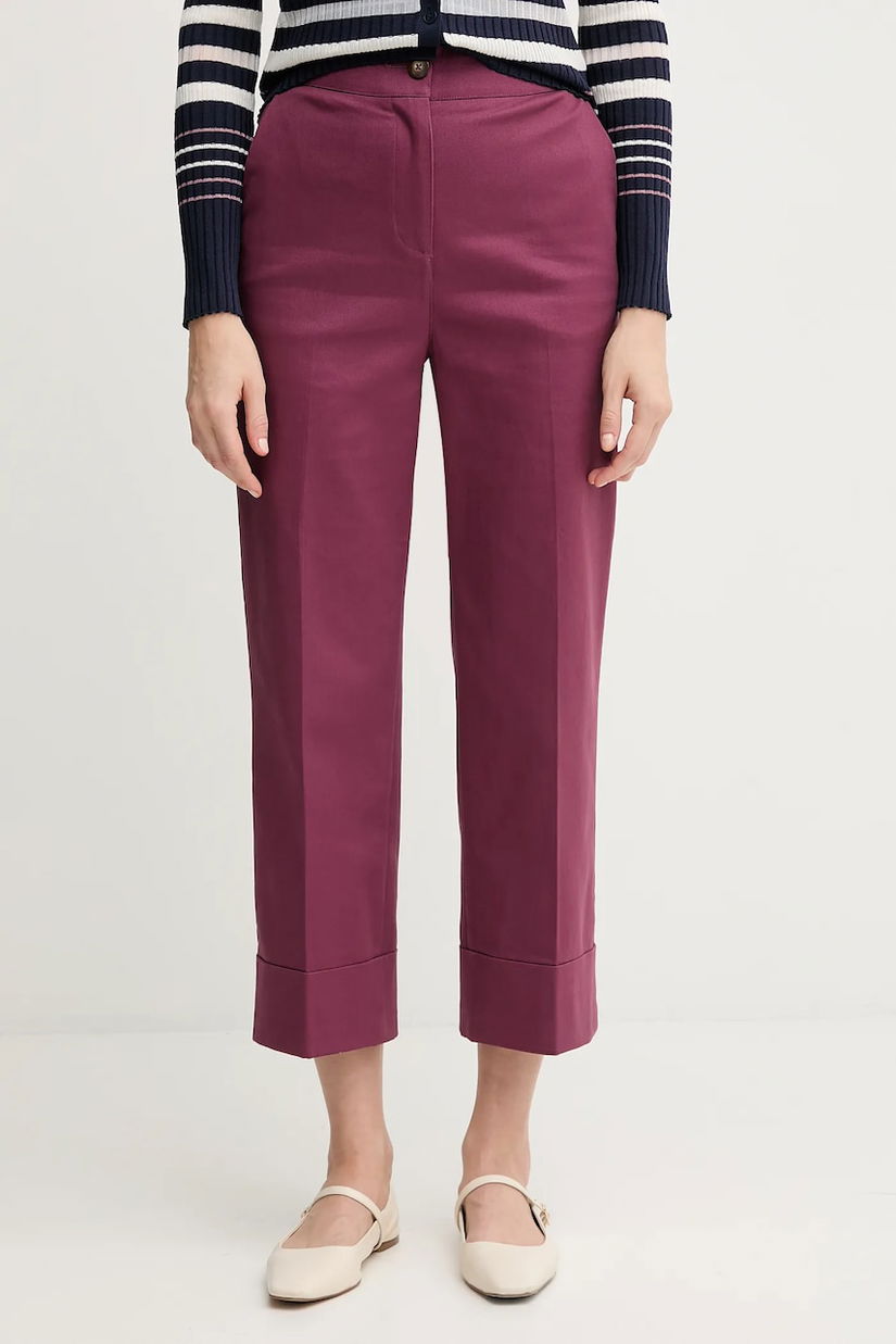 United Colors of Benetton pantaloni culoarea violet, drept, high waist, 4SJCDF07J