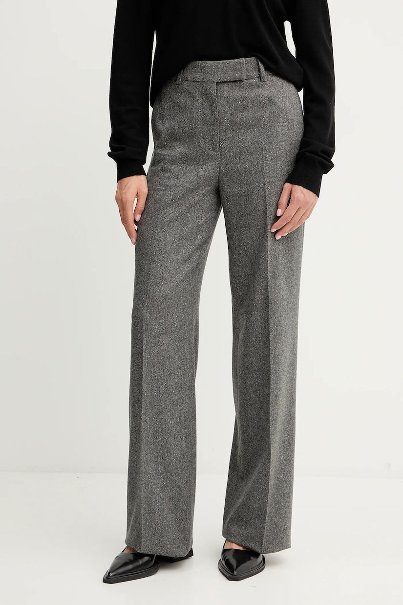 Iceberg pantaloni cu lână culoarea gri, drept, high waist, B081 3080