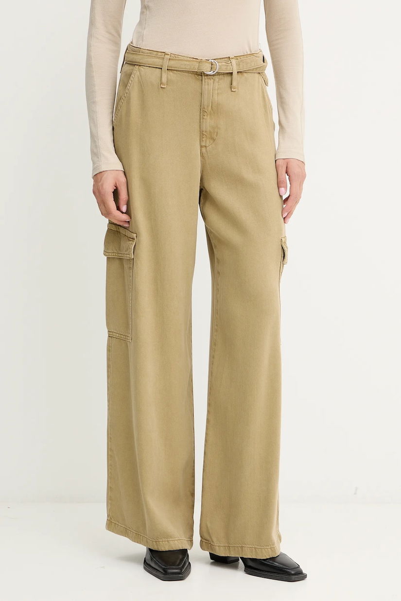 Levi's pantaloni BAGGY DAD CARGO culoarea verde, lat, medium waist, 003IN.0005