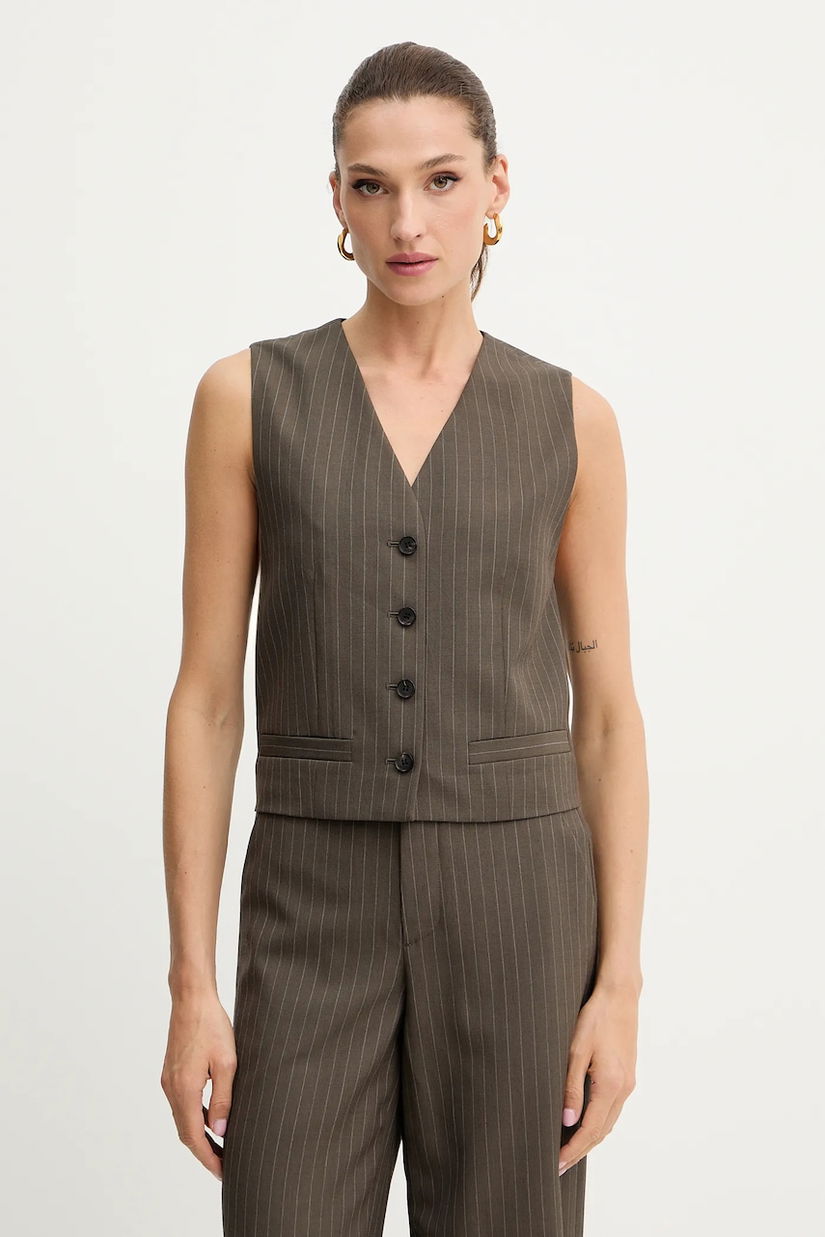 Miss Sixty vestă de lână culoarea maro, un singur rând de nasturi, 6S3WJ43000