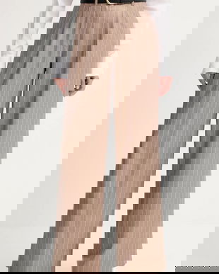 Fracomina pantaloni culoarea bej, lat, high waist, FS25WV3006W479T4