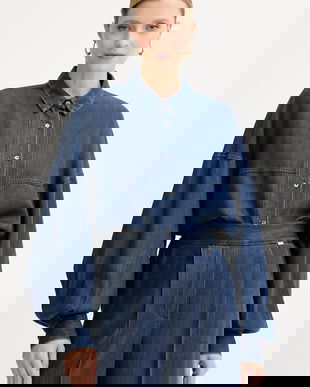 Fracomina cămașă jeans cu guler clasic, relaxed, FJ25WT6004W78301