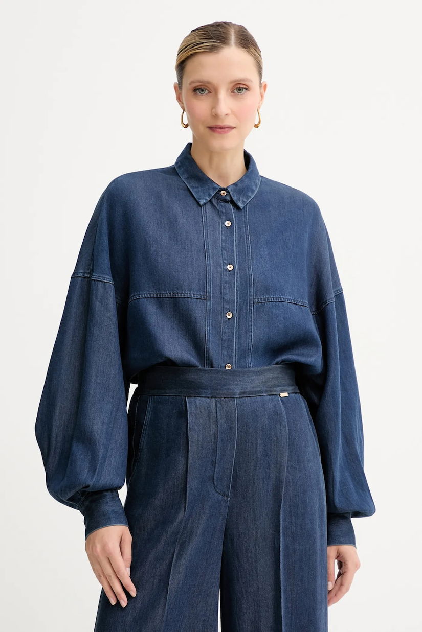 Fracomina cămașă jeans cu guler clasic, relaxed, FJ25WT6004W78301