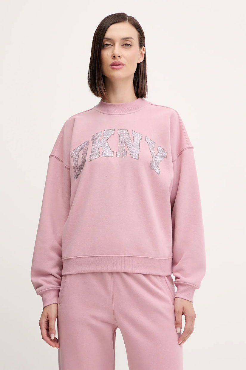 Dkny bluză culoarea roz, cu imprimeu, DP5T1462
