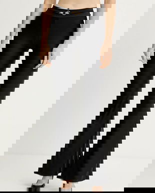 Just Cavalli pantaloni culoarea negru, evazați, high waist, 79PAC1C1 J0108