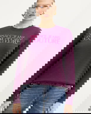 Versace Jeans Couture hanorac de bumbac culoarea violet, cu imprimeu, 79HAIT06 CF01T