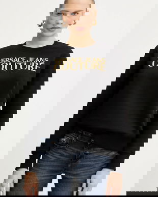 Versace Jeans Couture hanorac de bumbac culoarea negru, cu imprimeu, 79HAIT06 CF01T