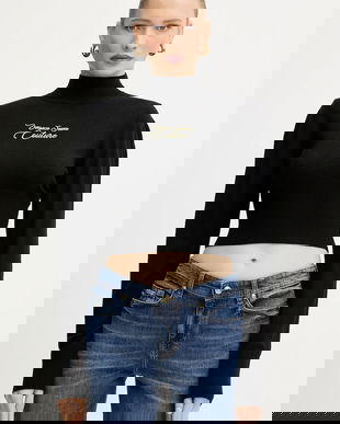 Versace Jeans Couture pulover din amestec de lână culoarea negru, light, cu turtleneck, 79HAFMH8 CMH62