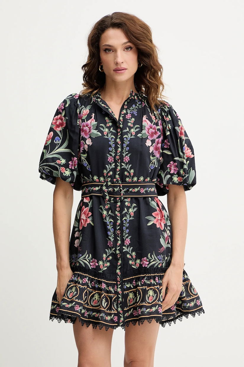 Farm Rio rochie culoarea negru, mini, evazați, 340039
