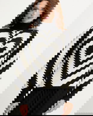 Farm Rio pulover din amestec de lână culoarea negru, călduros, cu guler, 345809