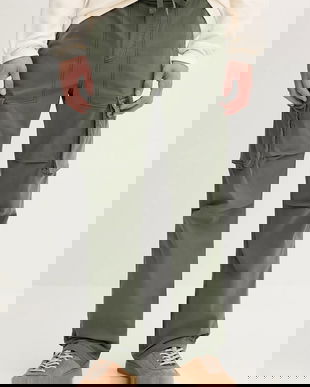 Tommy Jeans pantaloni culoarea verde, cu fason cargo, DM0DM22000