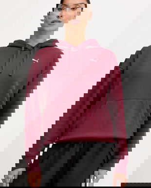 Puma bluză culoarea bordo, cu glugă, uni, 682385