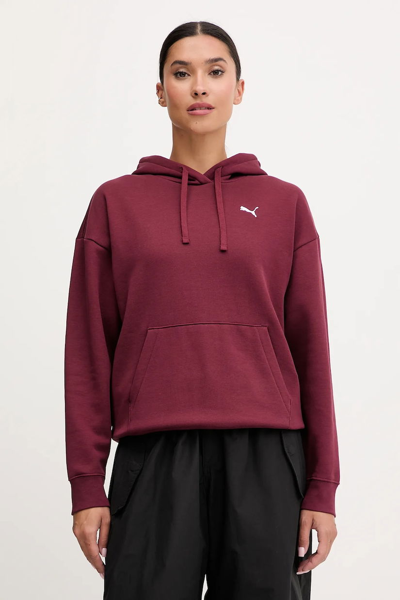 Puma bluză culoarea bordo, cu glugă, uni, 682385
