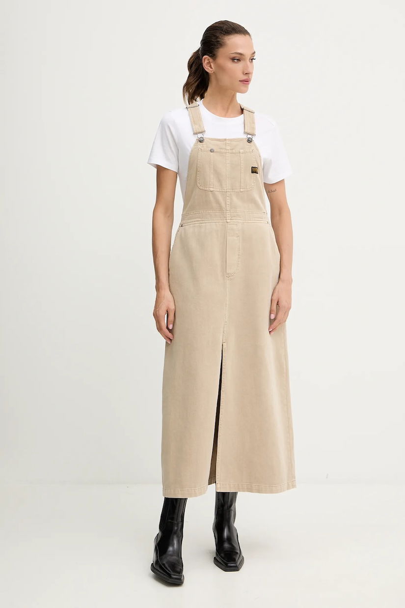 G-Star rochie jeans culoarea bej, maxi, drept, D26965.E078