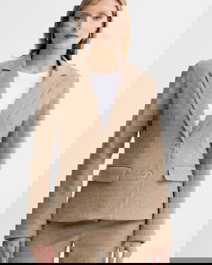 Fracomina sacou din lână culoarea bej, un singur rând de nasturi, uni, FR25WJ2008W80501