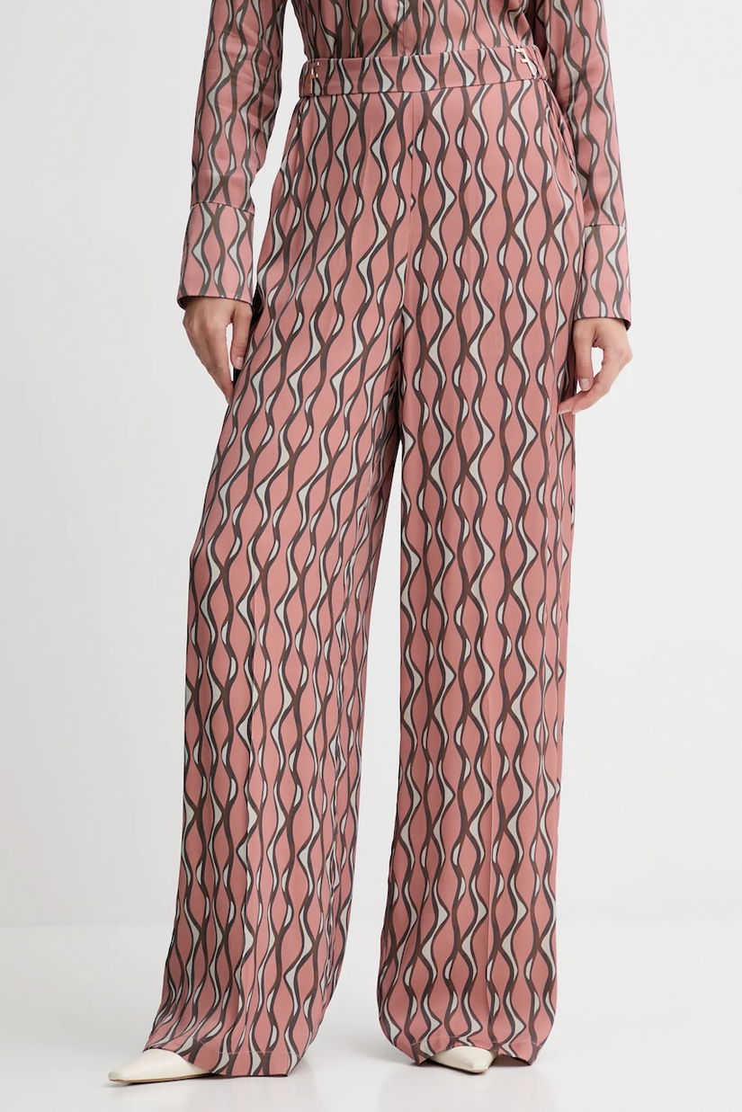 Fracomina pantaloni culoarea roz, drept, high waist, FS25WV3014W732K5