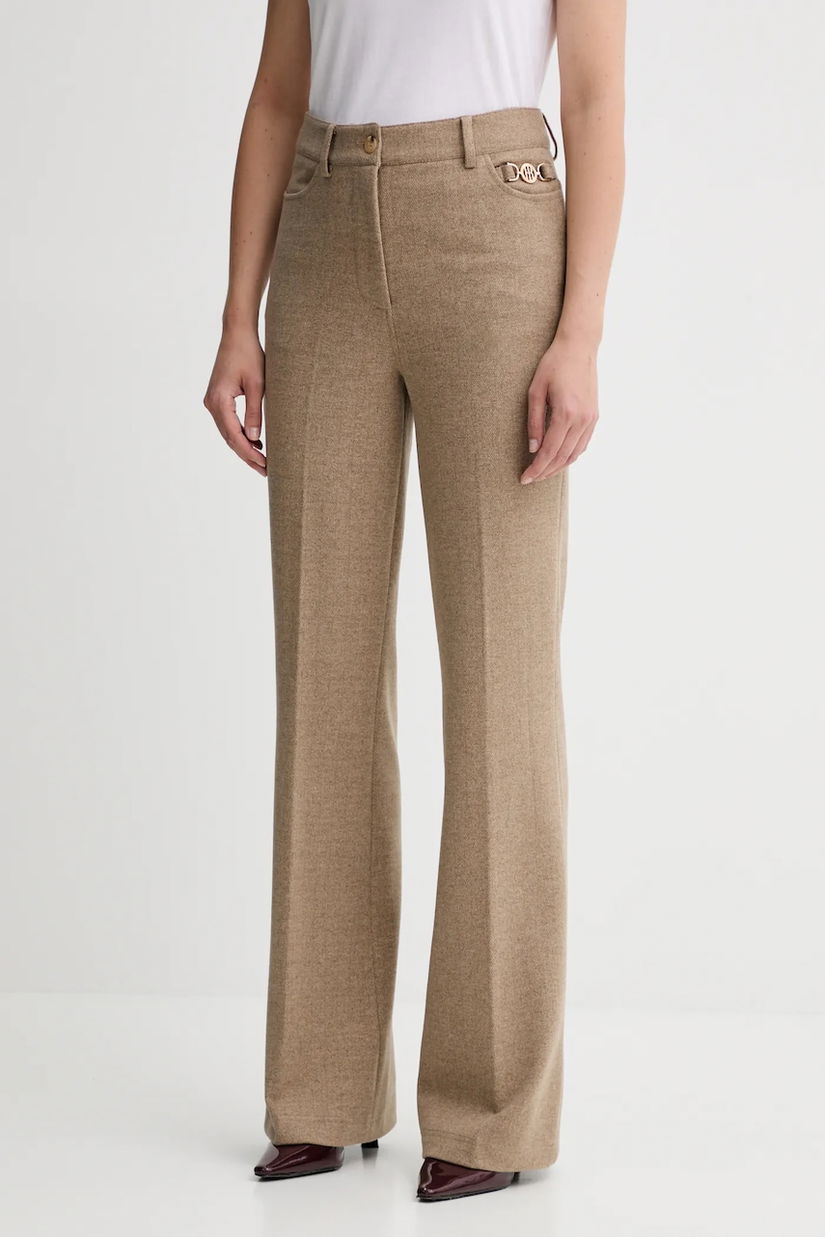 Fracomina pantaloni din lână culoarea bej, drept, high waist, FR25WVA014W80501