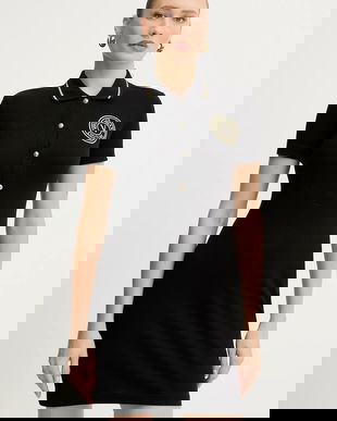 Versace Jeans Couture rochie din bumbac culoarea negru, mini, drept, 79HAOT01 CJ01T