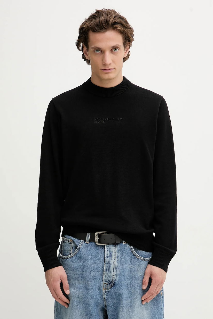 Karl Lagerfeld Jeans pulover de bumbac culoarea negru, light, A4M18033