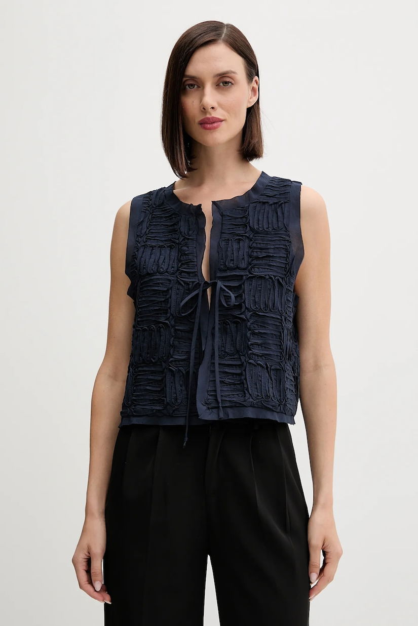 Pedro del Hierro vestă din bumbac culoarea bleumarin, un singur rând de nasturi, 7312259