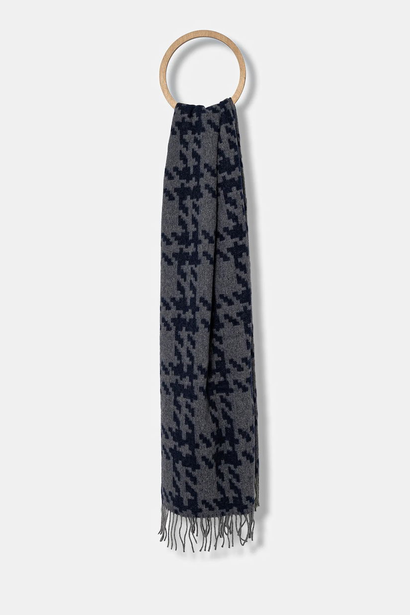Joop! eșarfă cu lână culoarea bleumarin, cu imprimeu, 30048145