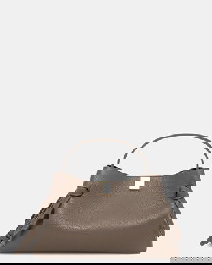 Yuzefi poșetă de piele GYOZA culoarea gri, YUZSS25-HB-GZ-L052