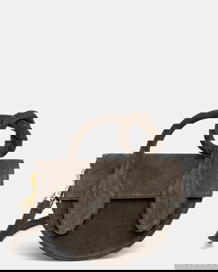 Yuzefi geantă de mână din piele întoarsă PRETZEL culoarea verde, YUZPF25-HB-PRZ-S023