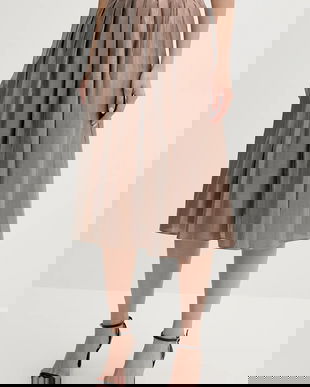 OUI fustă culoarea maro, midi, evazați, 95400