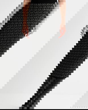 MICHAEL Michael Kors fustă culoarea negru, midi, creion, MF570L4K0K