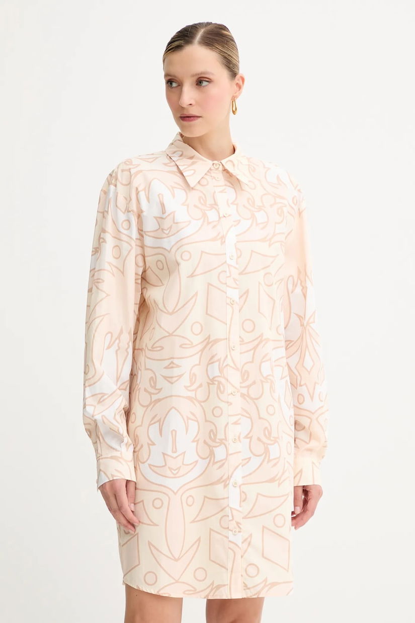 Silvian Heach rochie din bumbac SERINIO culoarea bej, mini, dreaptă, CVP25096VE