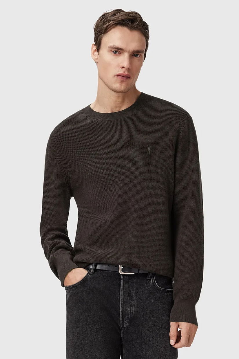 AllSaints pulover din amestec de lână ASPEN CREW culoarea gri, M089KB