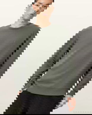 AllSaints hanorac de bumbac RAVEN CREW culoarea bej, uni, M037NB