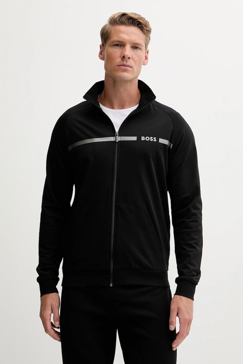 BOSS hanorac de bumbac culoarea negru, cu imprimeu, 50550561