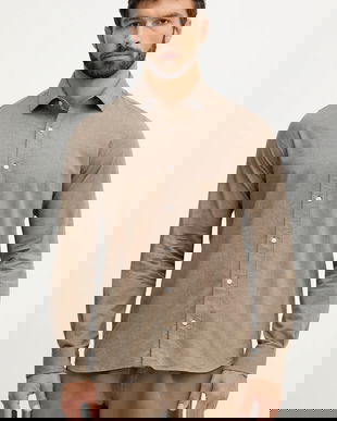 Mos Mosh cămașă MARCO culoarea maro, cu guler clasic, regular, 508090