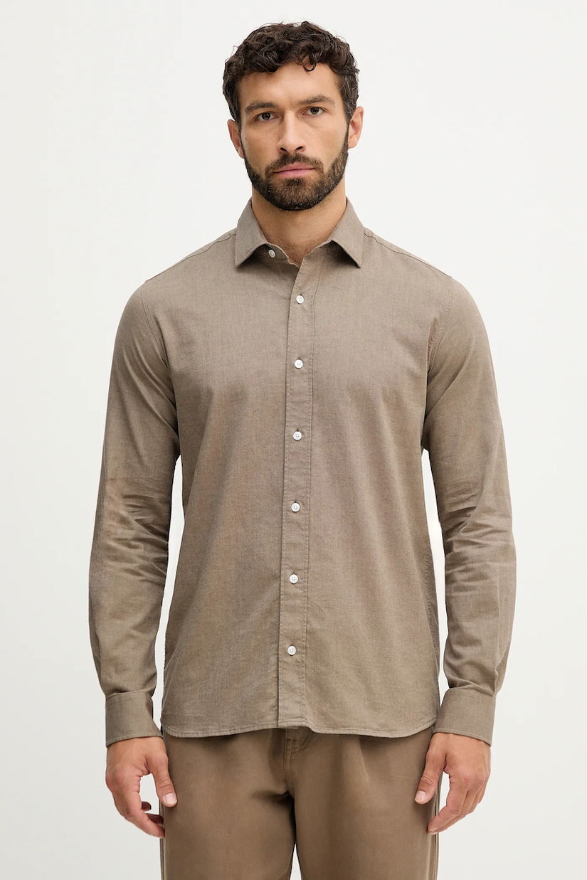 Mos Mosh cămașă MARCO culoarea maro, cu guler clasic, regular, 508090