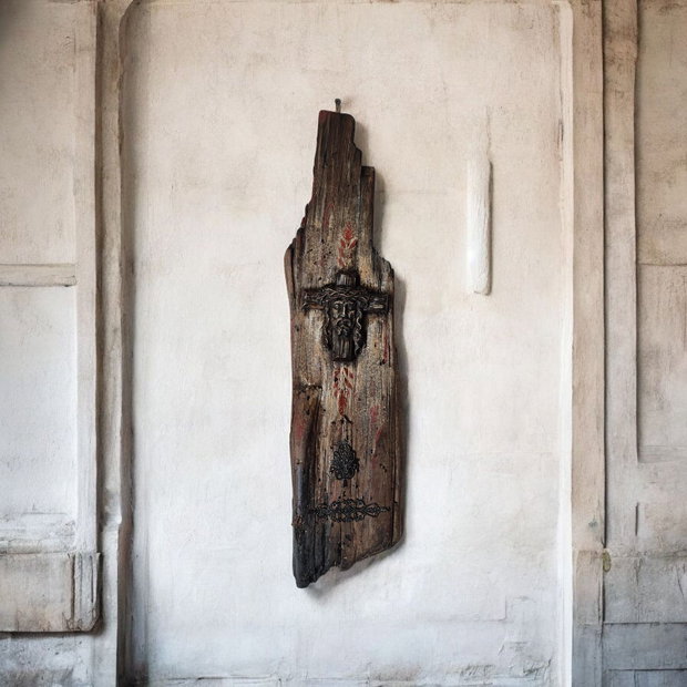Decorațiune Rustică Unicat Cruce pe Lemn Recuperat