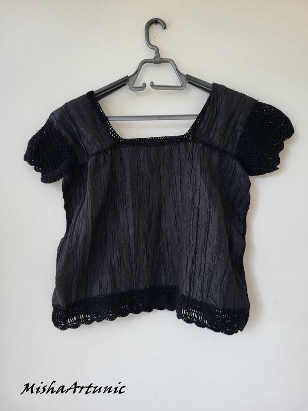 VANDUT Bluza cu motiv floral impaslit