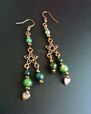 Cercei chandeliere cuprate cu agate indiene